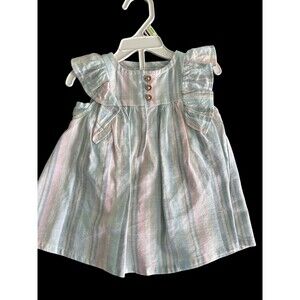 Baby Girl Dress 3 Months Carter’s Striped Ruffle Sleeve Outfit Bloomers NWT